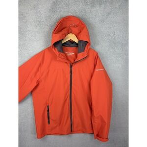 Hawke & Co Jacket Mens XL Orange Performance Hooded Windbreaker Full Zip Hiking